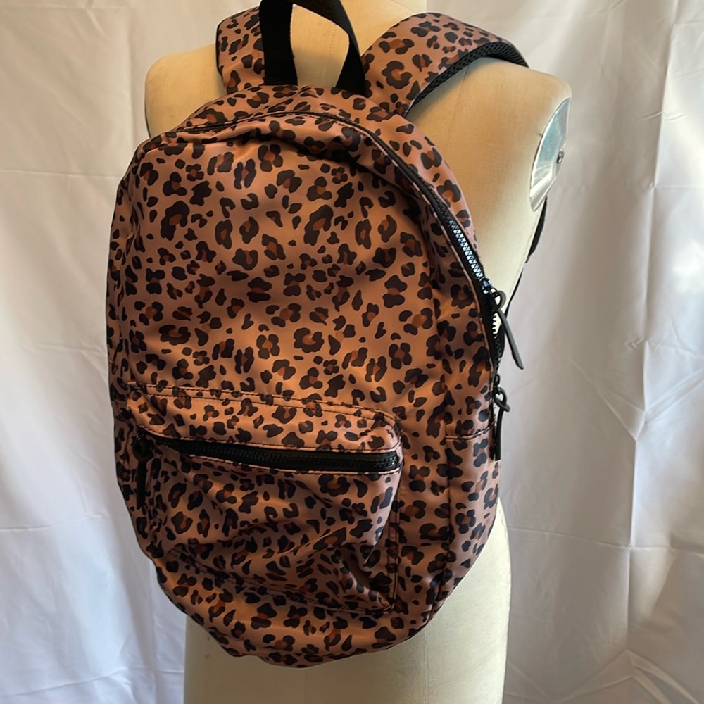 Leopard print nylon backpack
